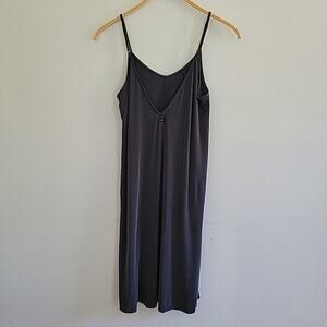 RVCA Jones Ribbed Midi Tank Dress Washed Black V Neck Beach Casual Minimalist
